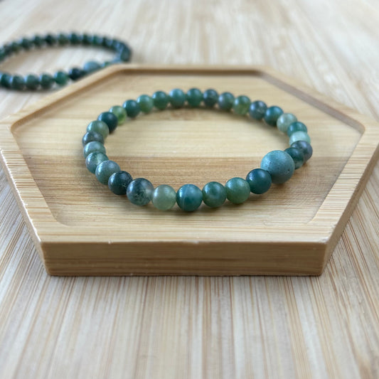 Moss Agate Mala Bracelet