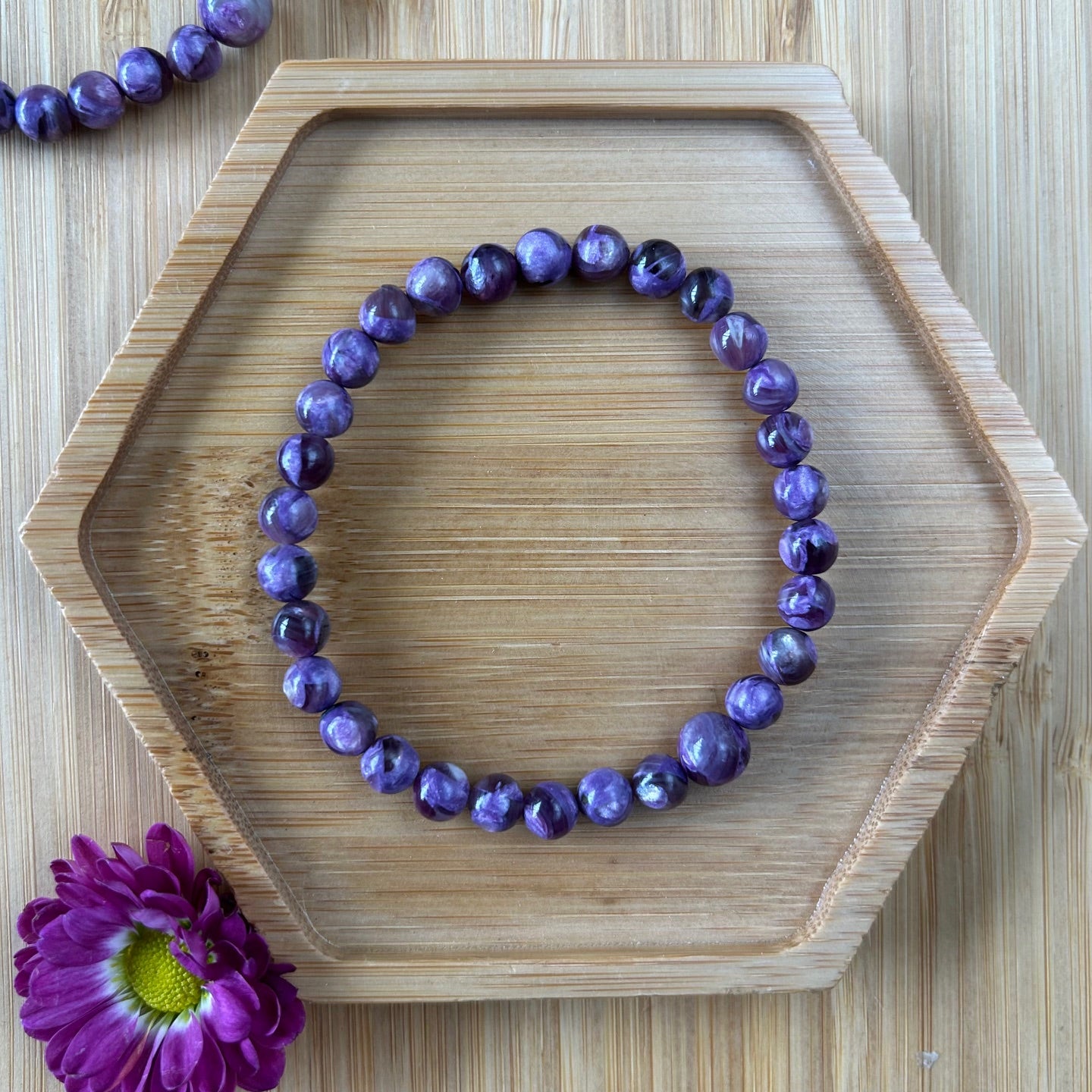 Purple Lepidolite Mala Bracelet