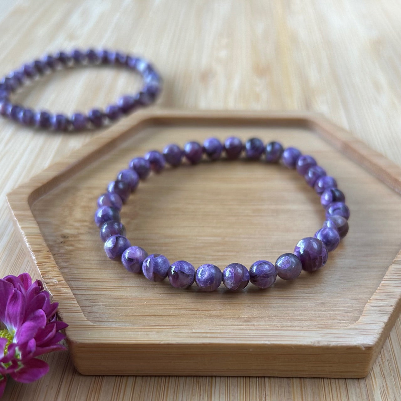 Purple Lepidolite Mala Bracelet